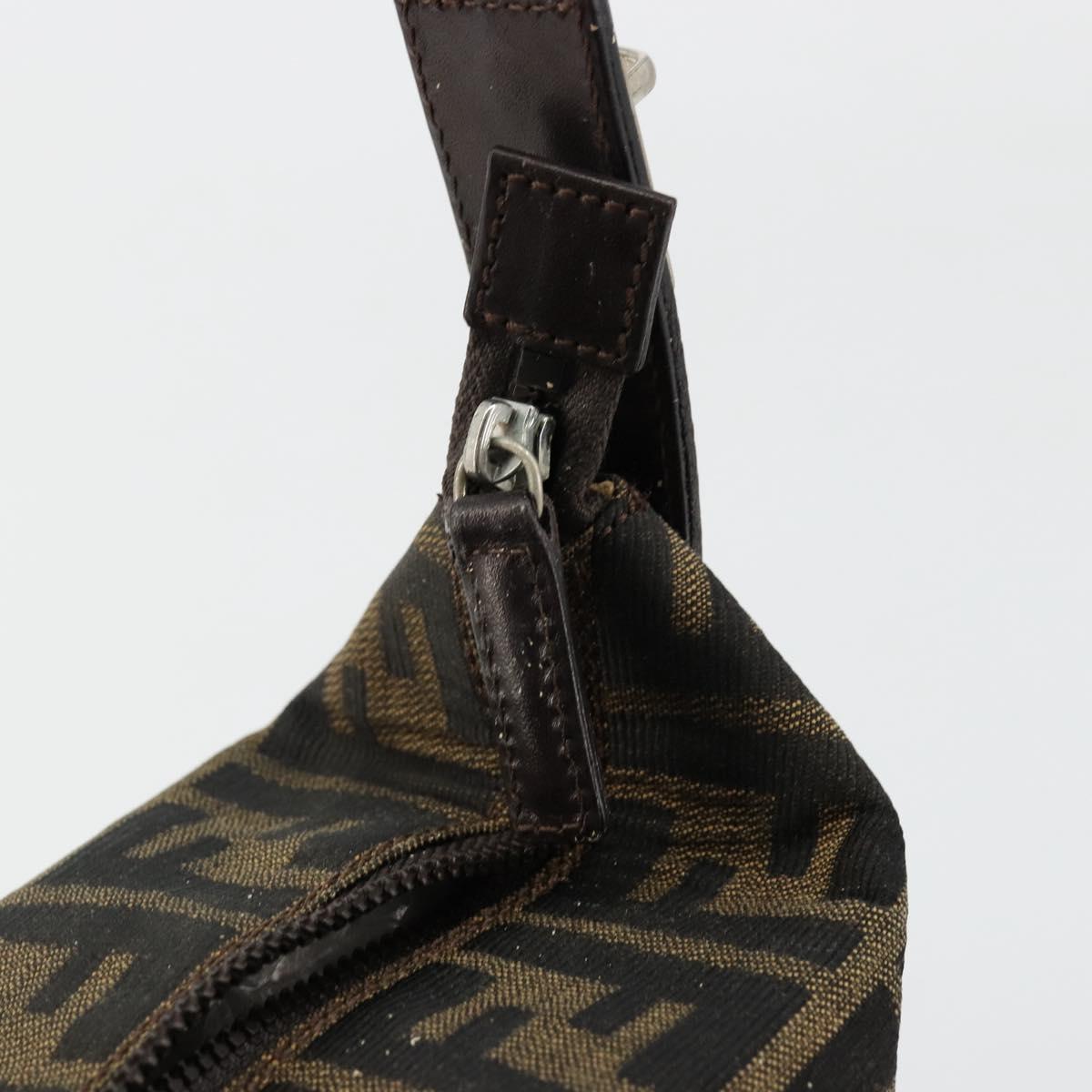 FENDI Zucca Canvas Hand Pouch Black Brown Auth bs34585