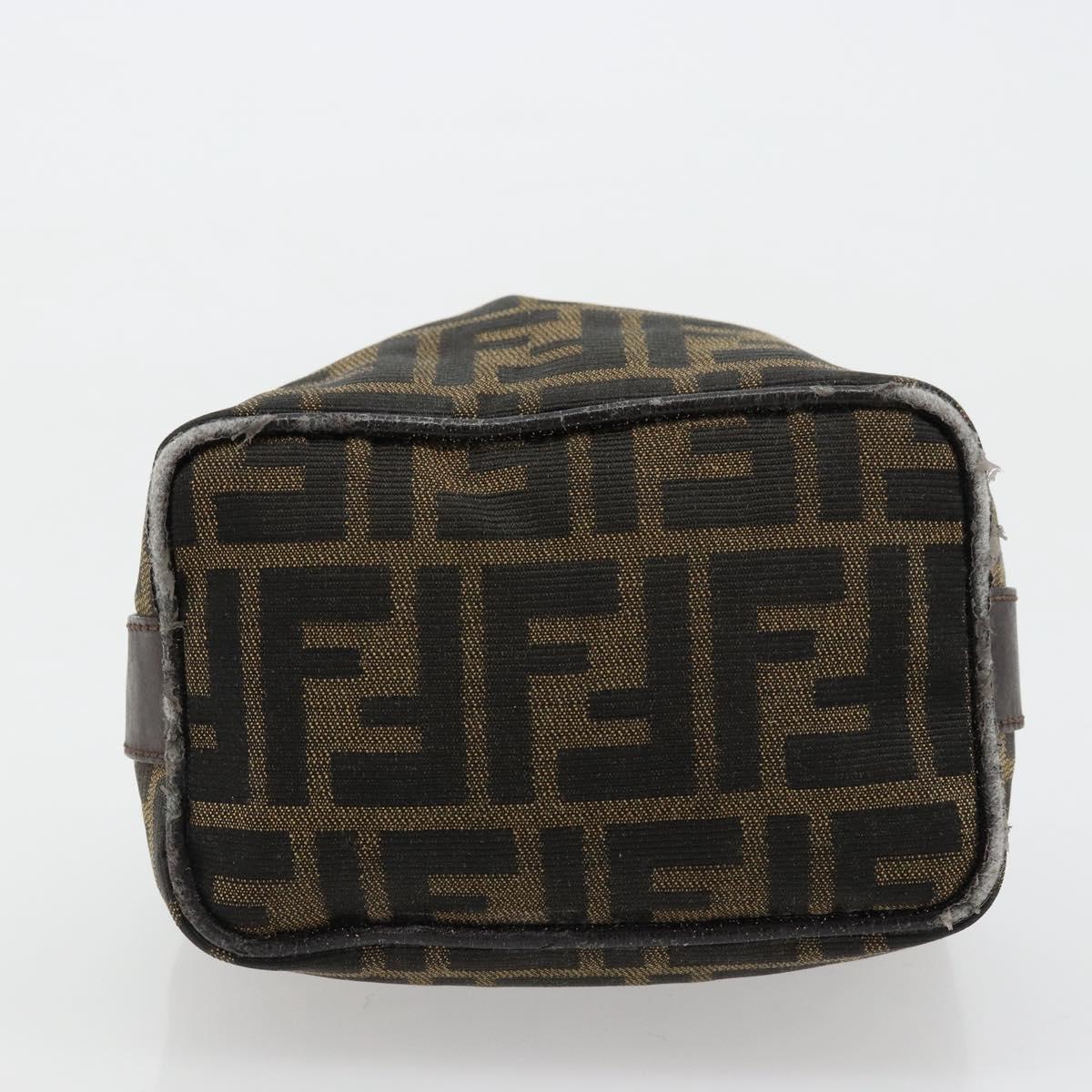 FENDI Zucca Canvas Hand Pouch Black Brown Auth bs34585