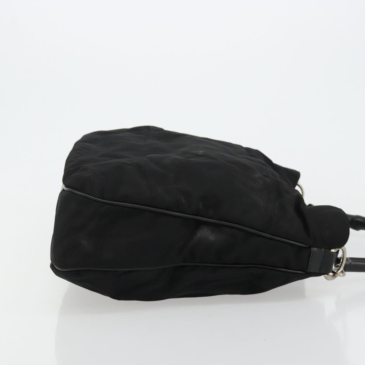 GUCCI Bamboo Shoulder Bag Nylon Black Silver 001 1577 Auth bs34590