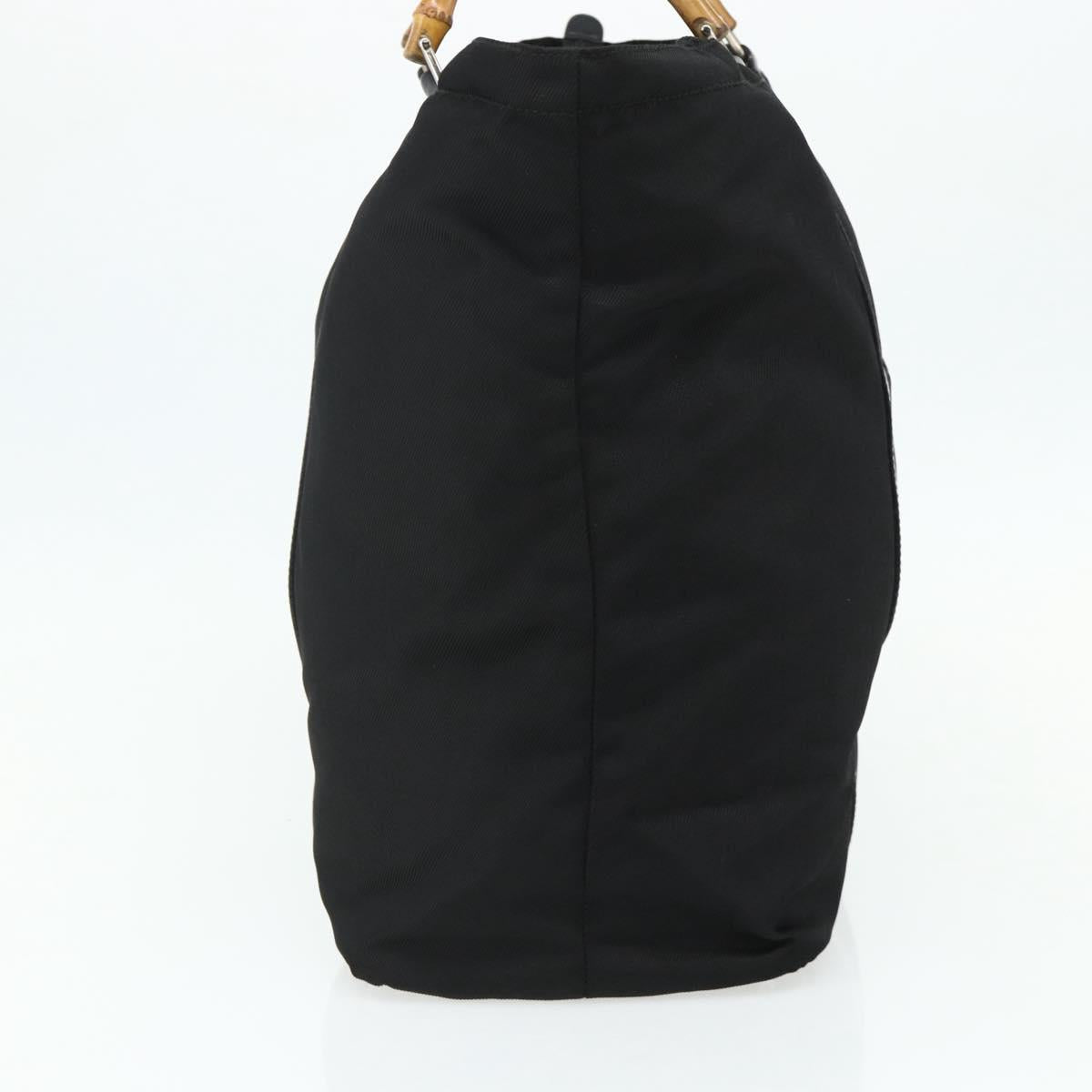 GUCCI Bamboo Hand Bag Nylon Black Silver 002 2854 0412 5 Auth bs34591