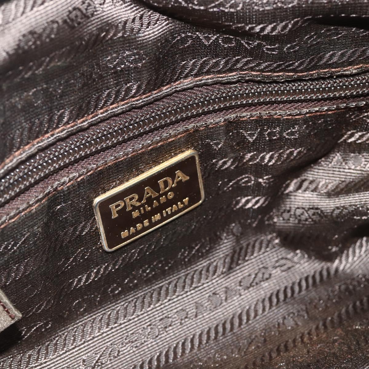 PRADA Chain Shoulder Bag Nylon Beige Gold Auth bs34596