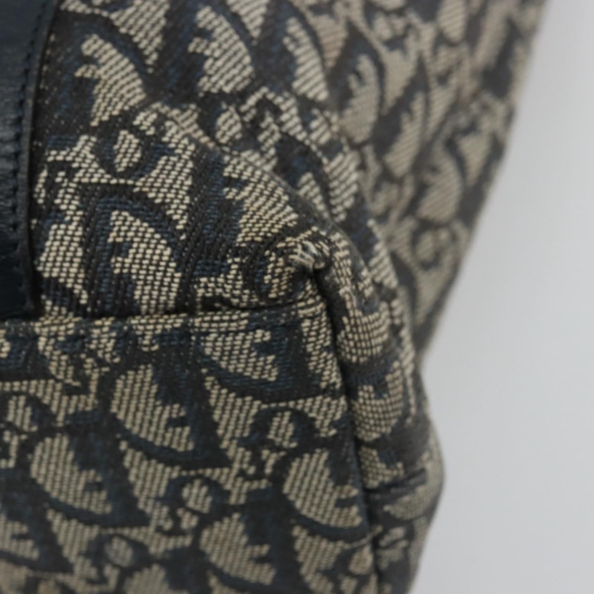 Christian Dior Trotter Canvas Tote Bag Navy Gold Auth bs34597A