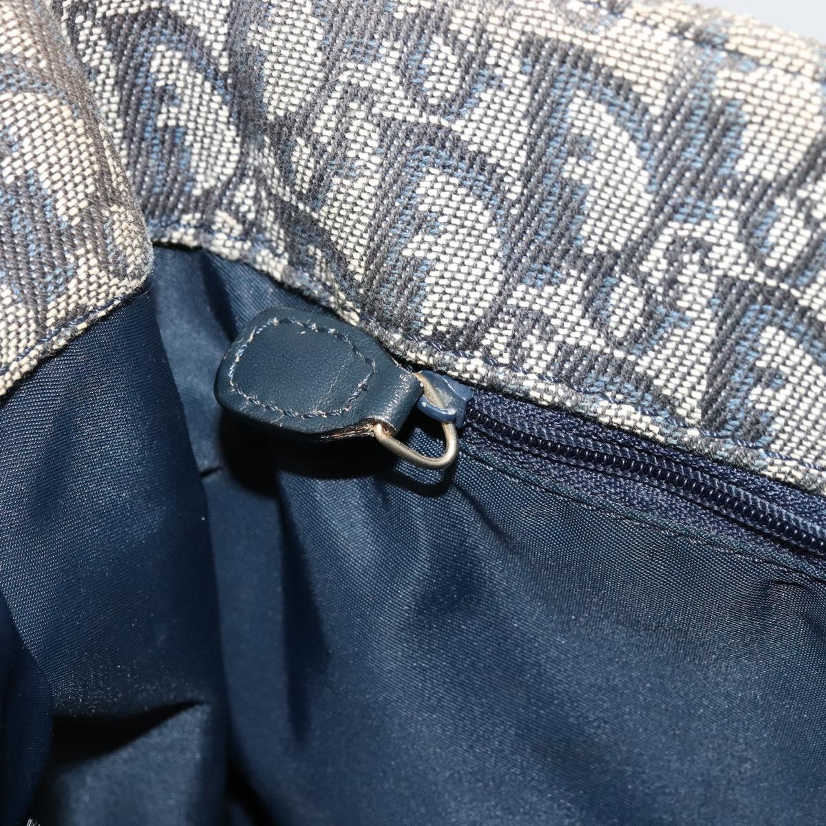 Christian Dior Trotter Canvas Tote Bag Navy Gold Auth bs34597A