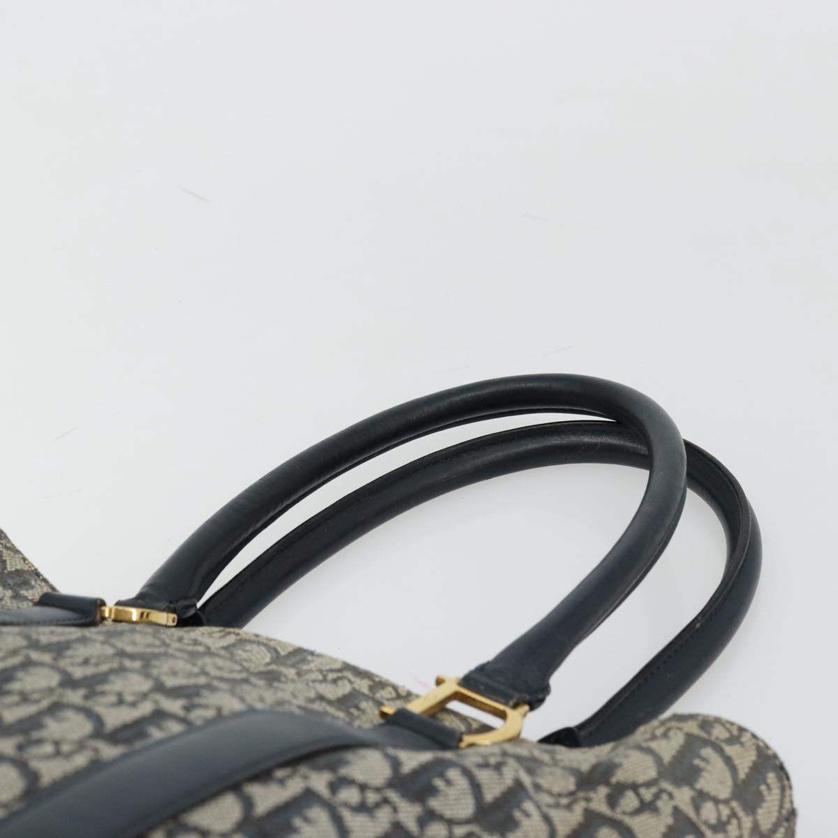 Christian Dior Trotter Canvas Tote Bag Navy Gold Auth bs34597A