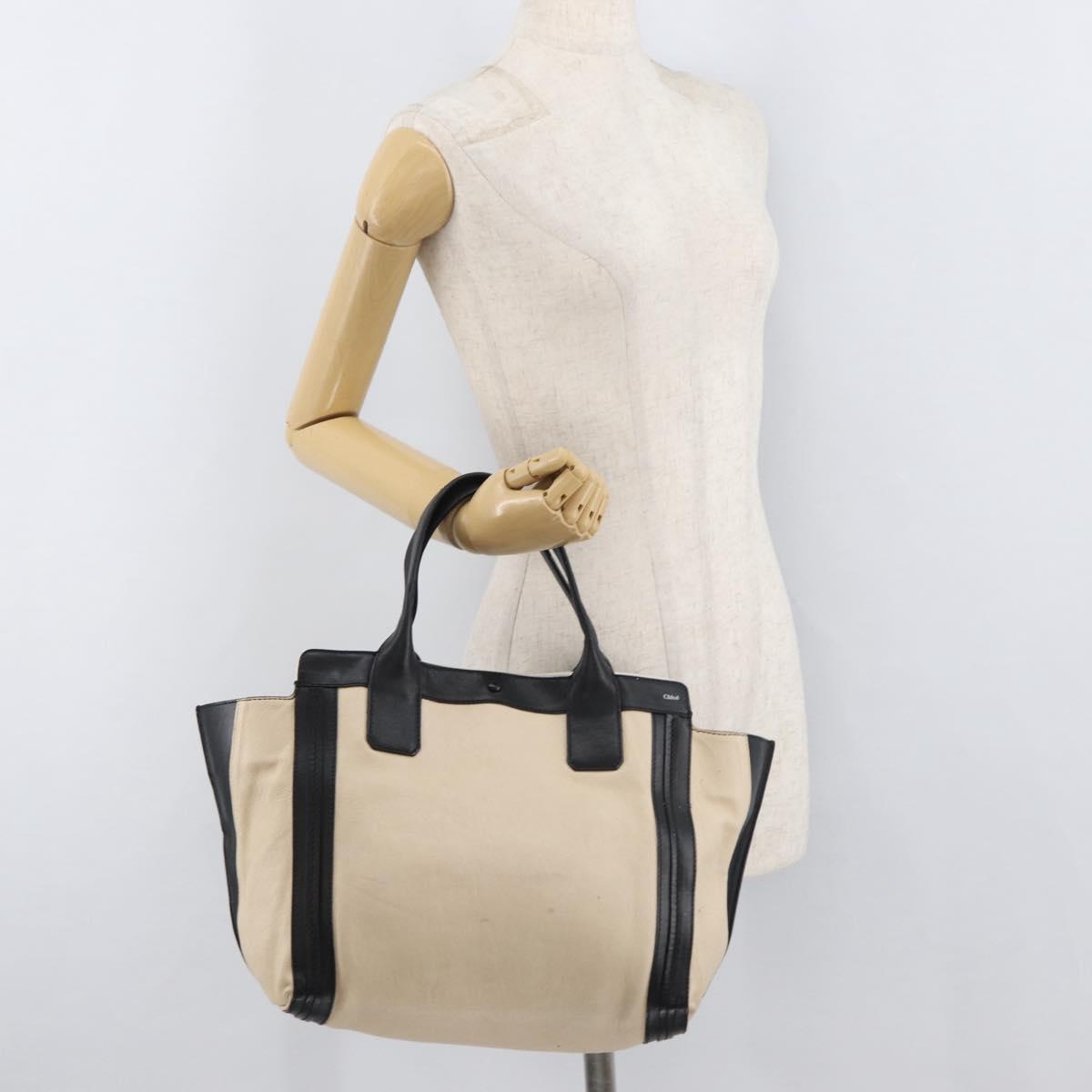 Chloe Tote Bag Leather Beige Gold Auth bs34598A