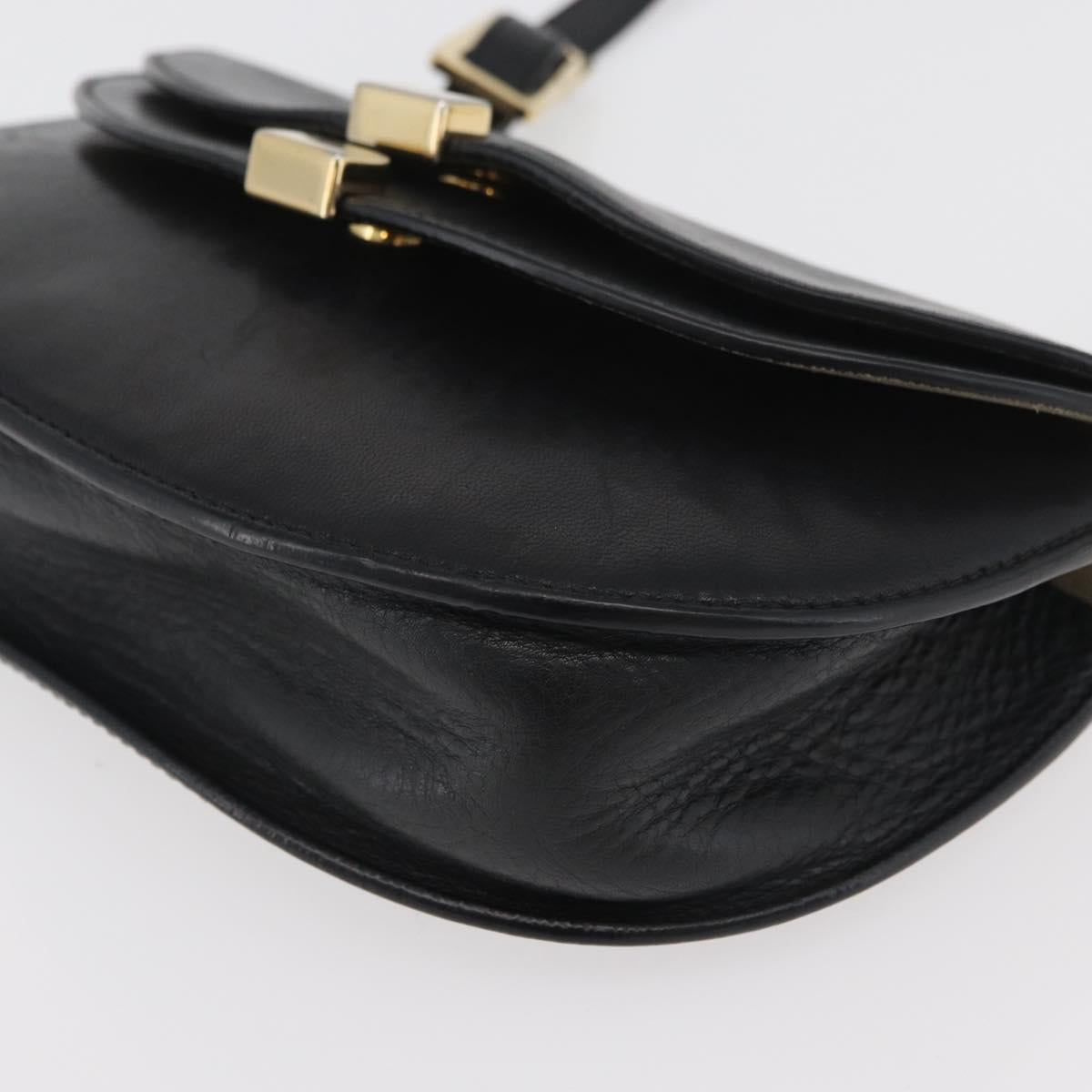 Chloe Shoulder Bag Leather Black Gold Auth bs34599