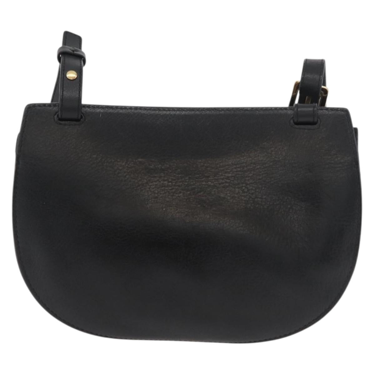 Chloe Shoulder Bag Leather Black Gold Auth bs34599
