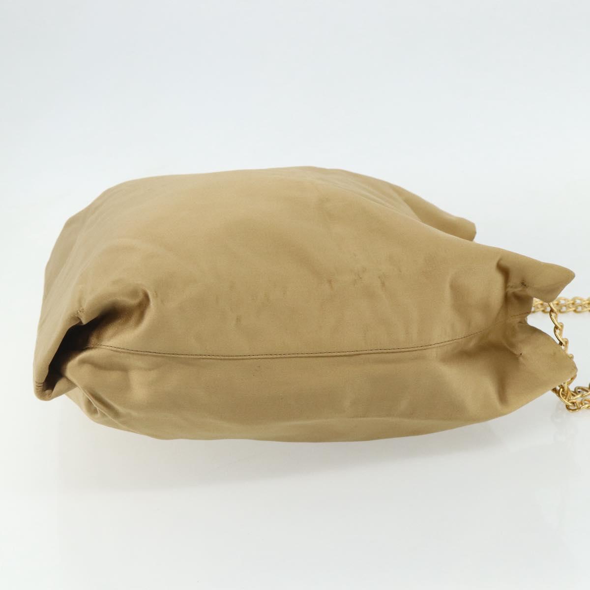 PRADA Chain Tote Bag Satin Gold Auth bs34600