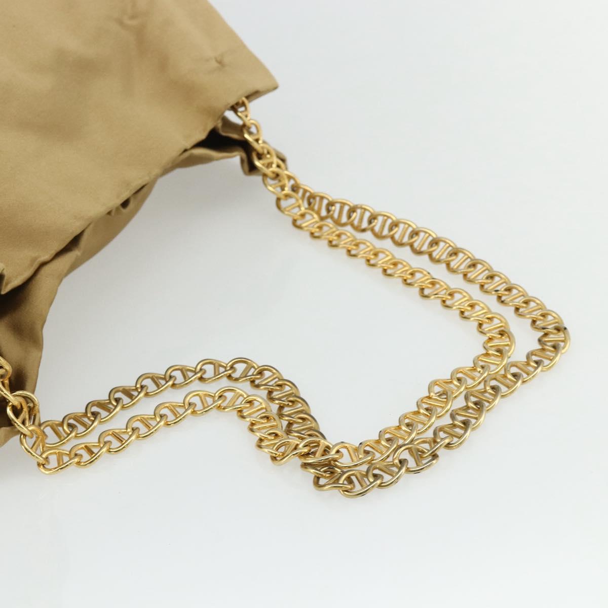 PRADA Chain Tote Bag Satin Gold Auth bs34600