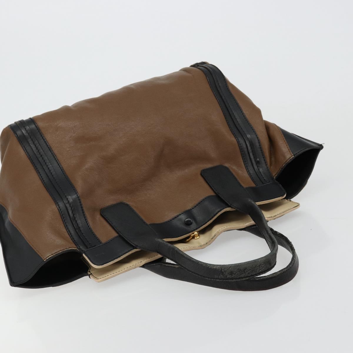 Chloe Tote Bag Leather Brown Gold Auth bs34603