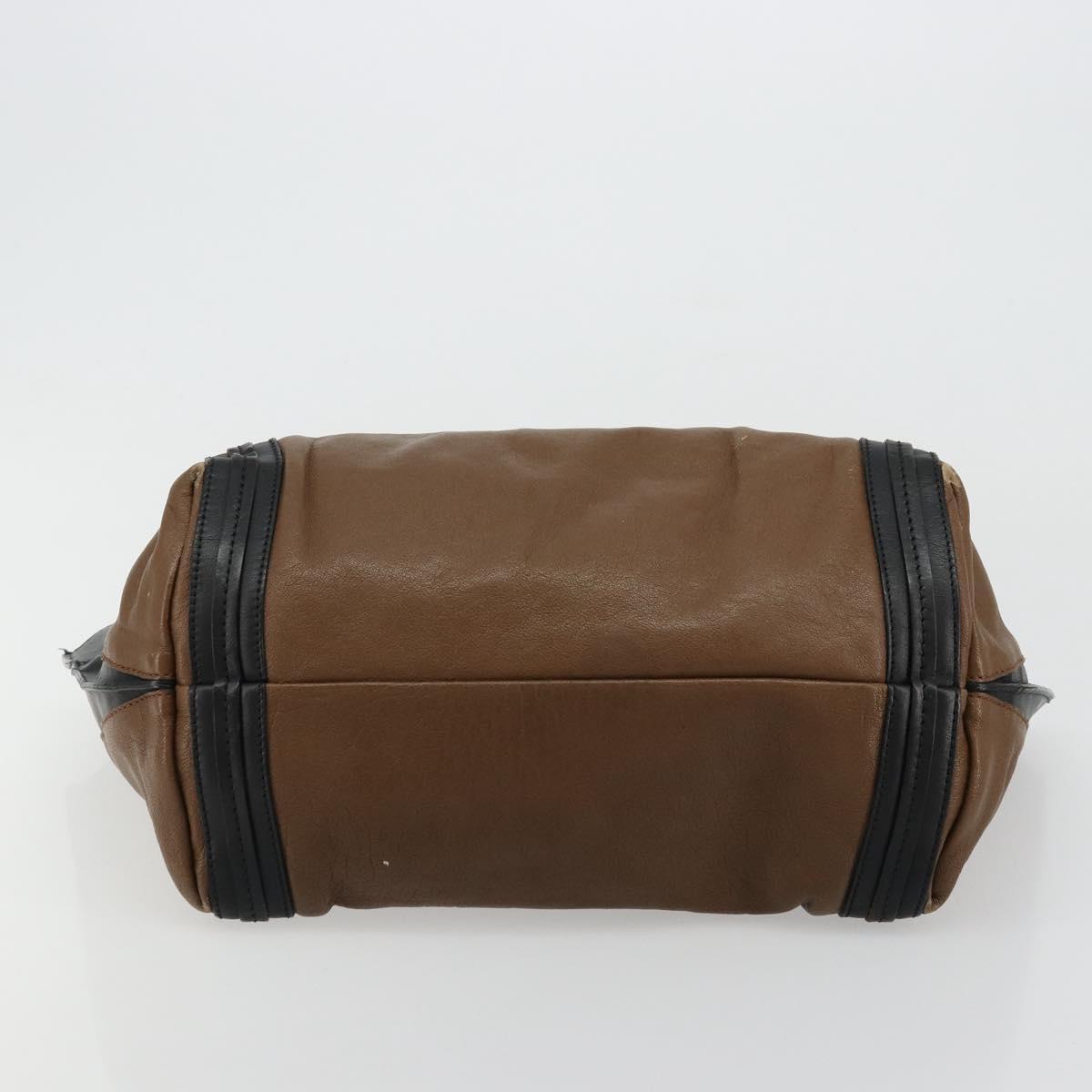 Chloe Tote Bag Leather Brown Gold Auth bs34603