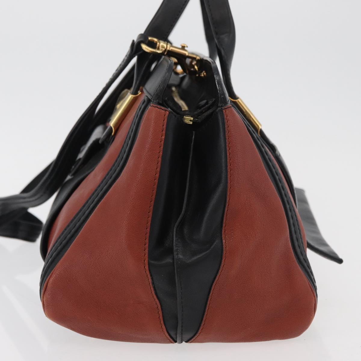 Chloe Hand Bag Leather 2way Brown Gold Auth bs34604A