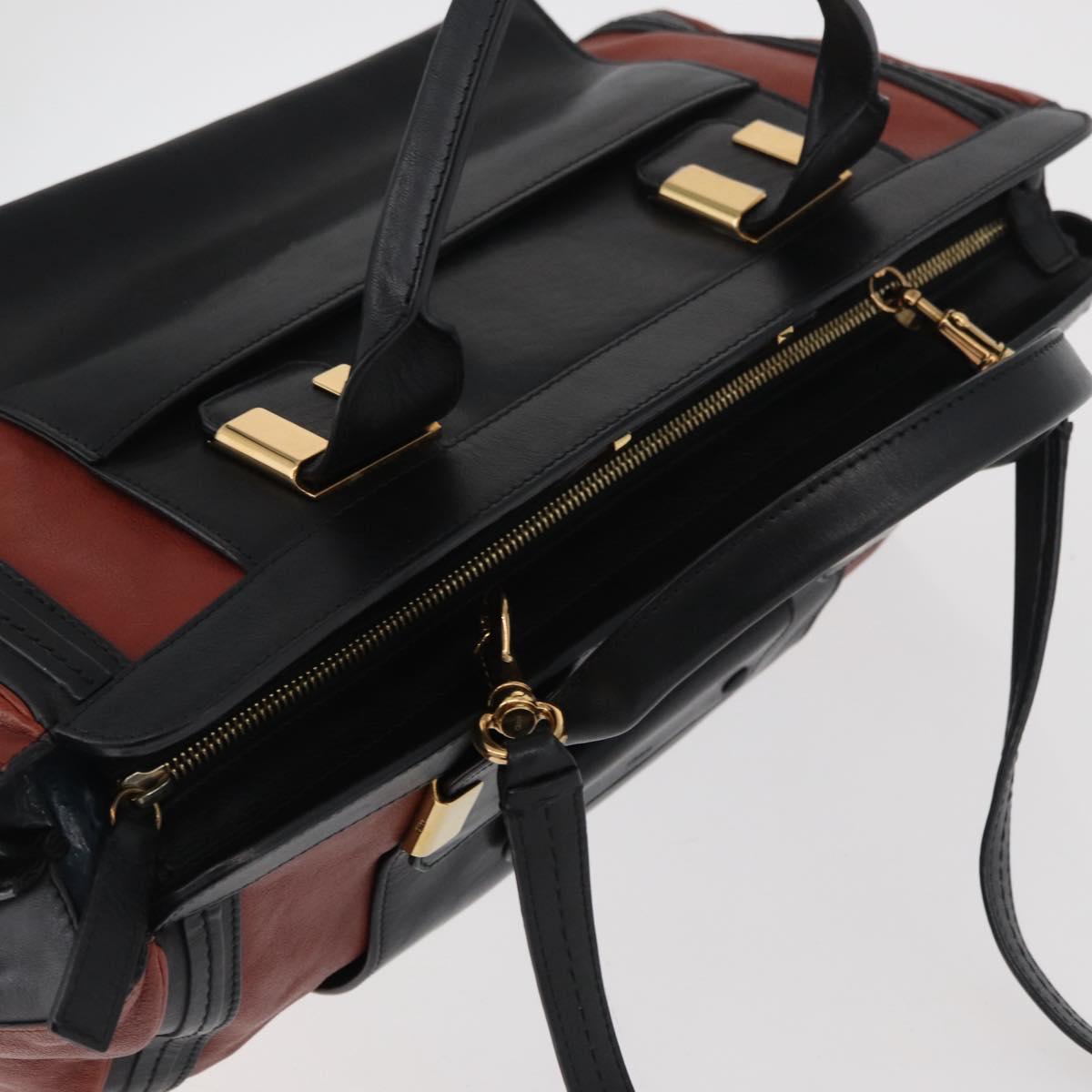 Chloe Hand Bag Leather 2way Brown Gold Auth bs34604A