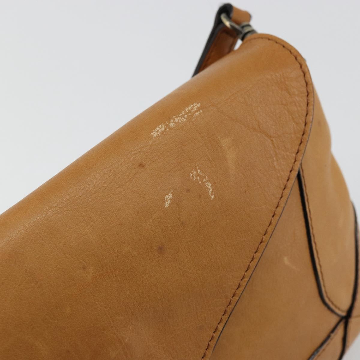 Chloe Shoulder Bag Leather Beige Gold Auth bs34605