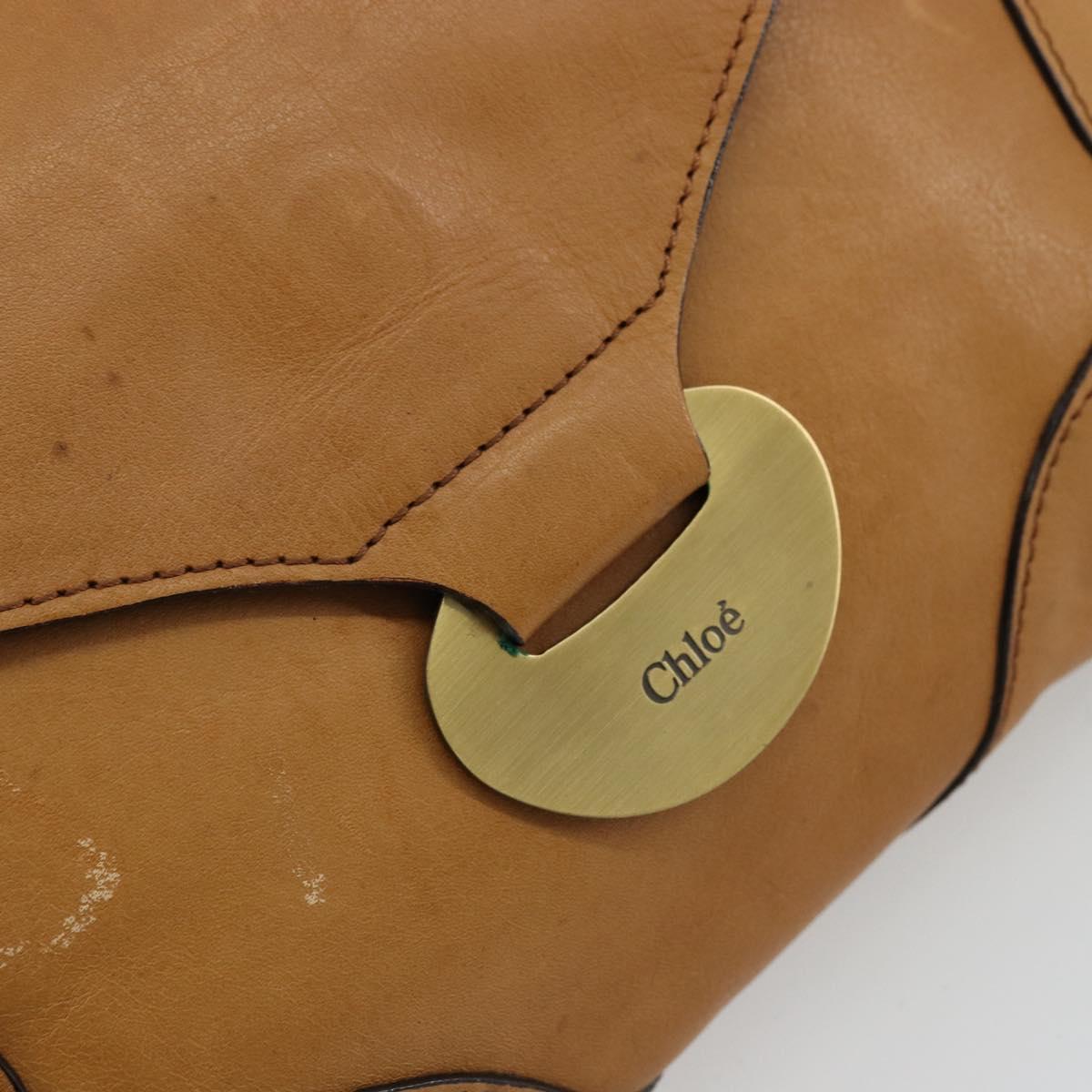 Chloe Shoulder Bag Leather Beige Gold Auth bs34605
