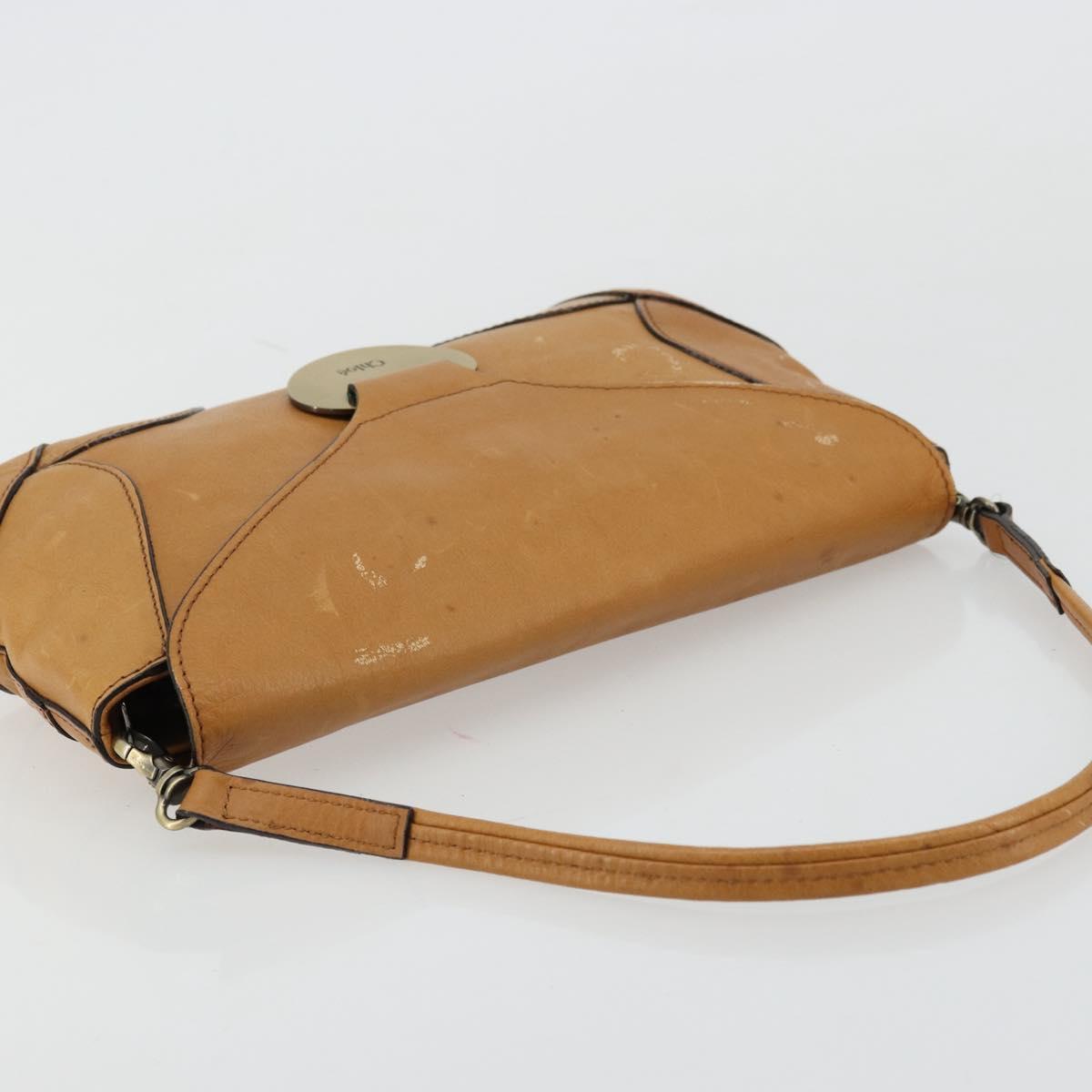 Chloe Shoulder Bag Leather Beige Gold Auth bs34605