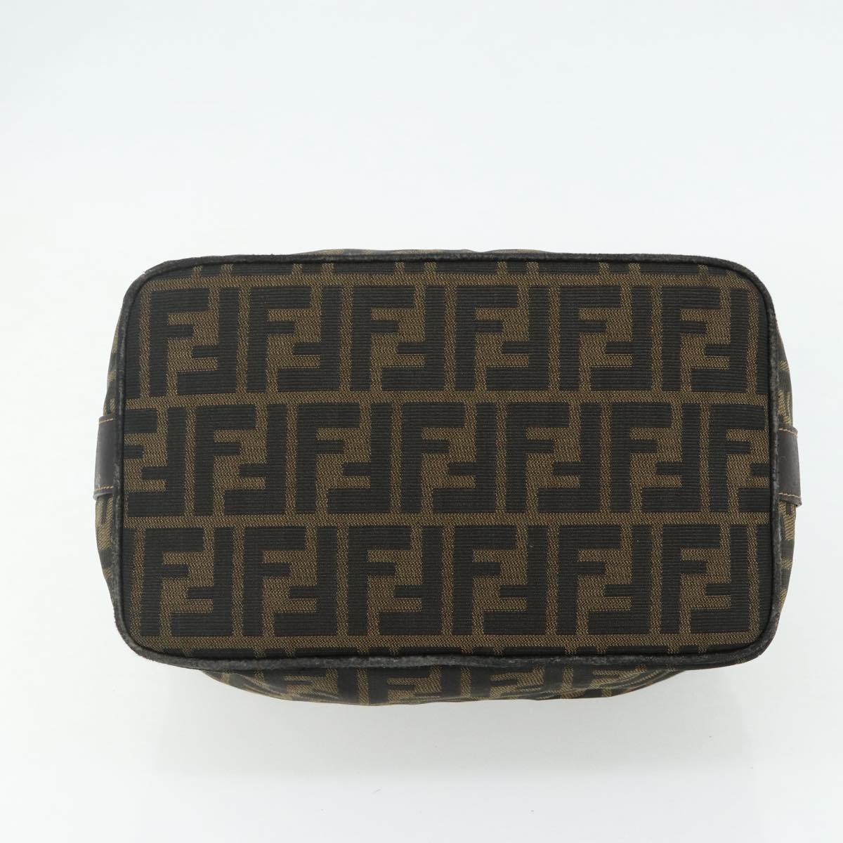 FENDI Zucca Canvas Hand Bag Black Brown Auth bs34606