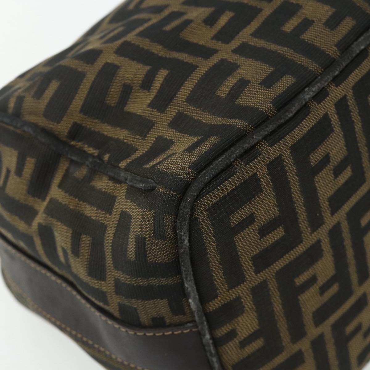 FENDI Zucca Canvas Hand Bag Black Brown Auth bs34606