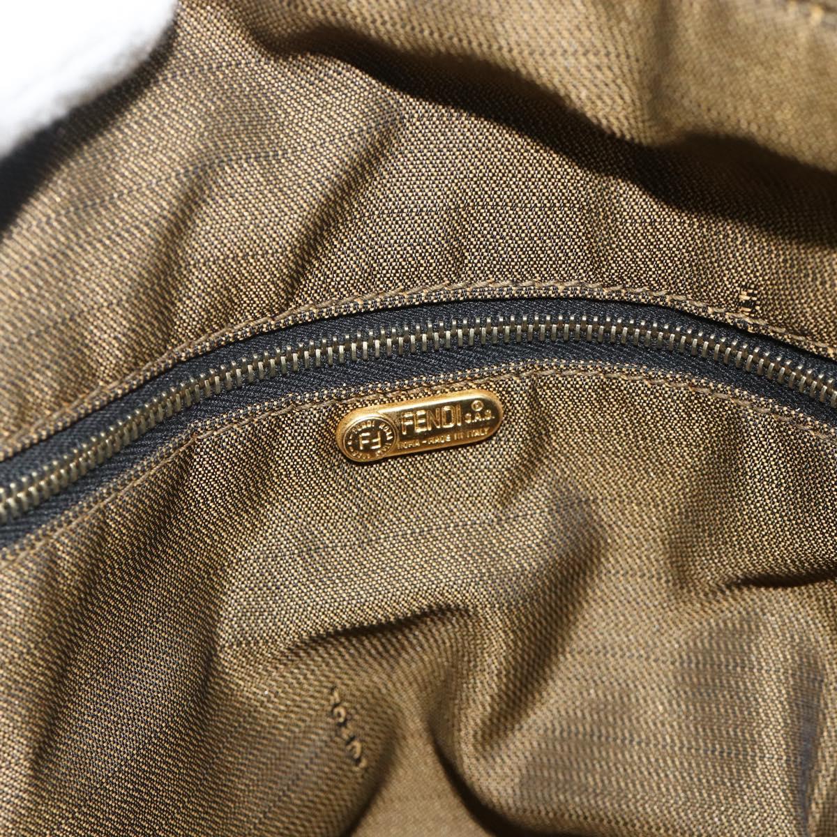 FENDI Zucca Canvas Hand Bag Black Brown Auth bs34606