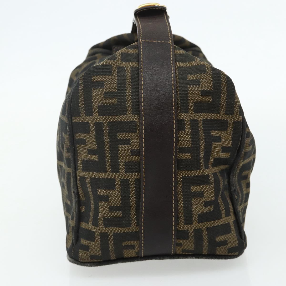 FENDI Zucca Canvas Hand Bag Black Brown Auth bs34606