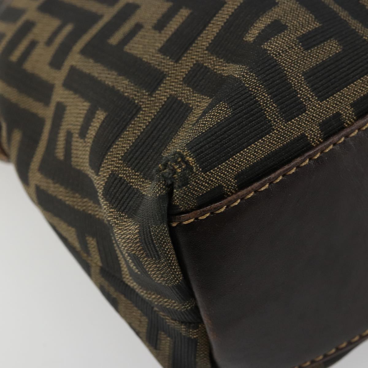 FENDI Zucca Canvas Hand Bag Black Brown Auth bs34607