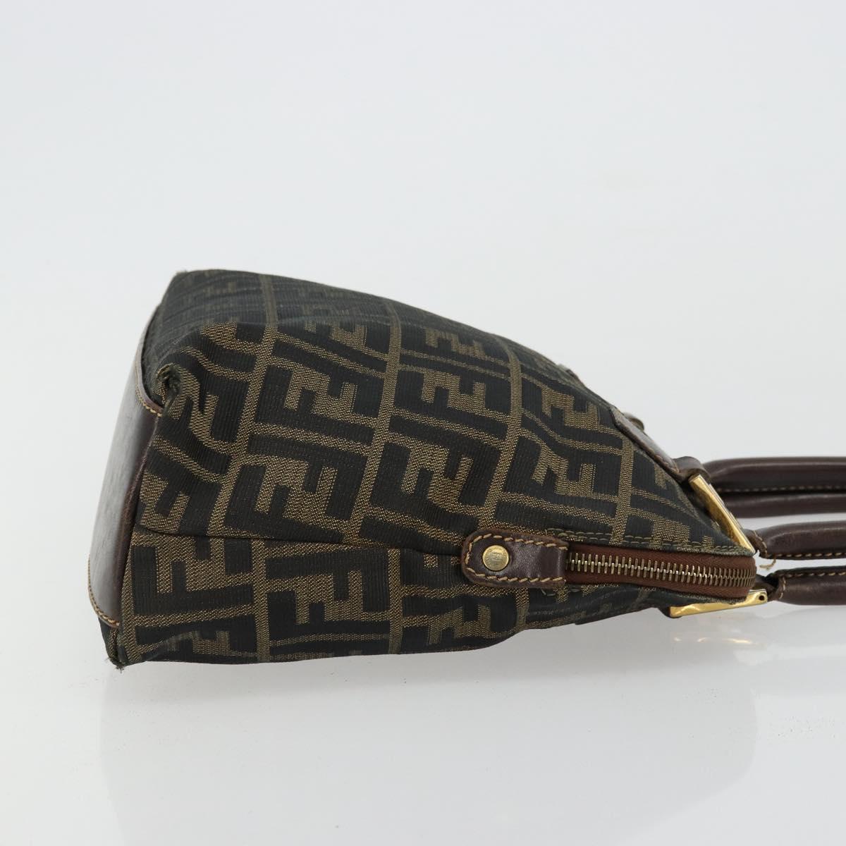 FENDI Zucca Canvas Hand Bag Black Brown Auth bs34607