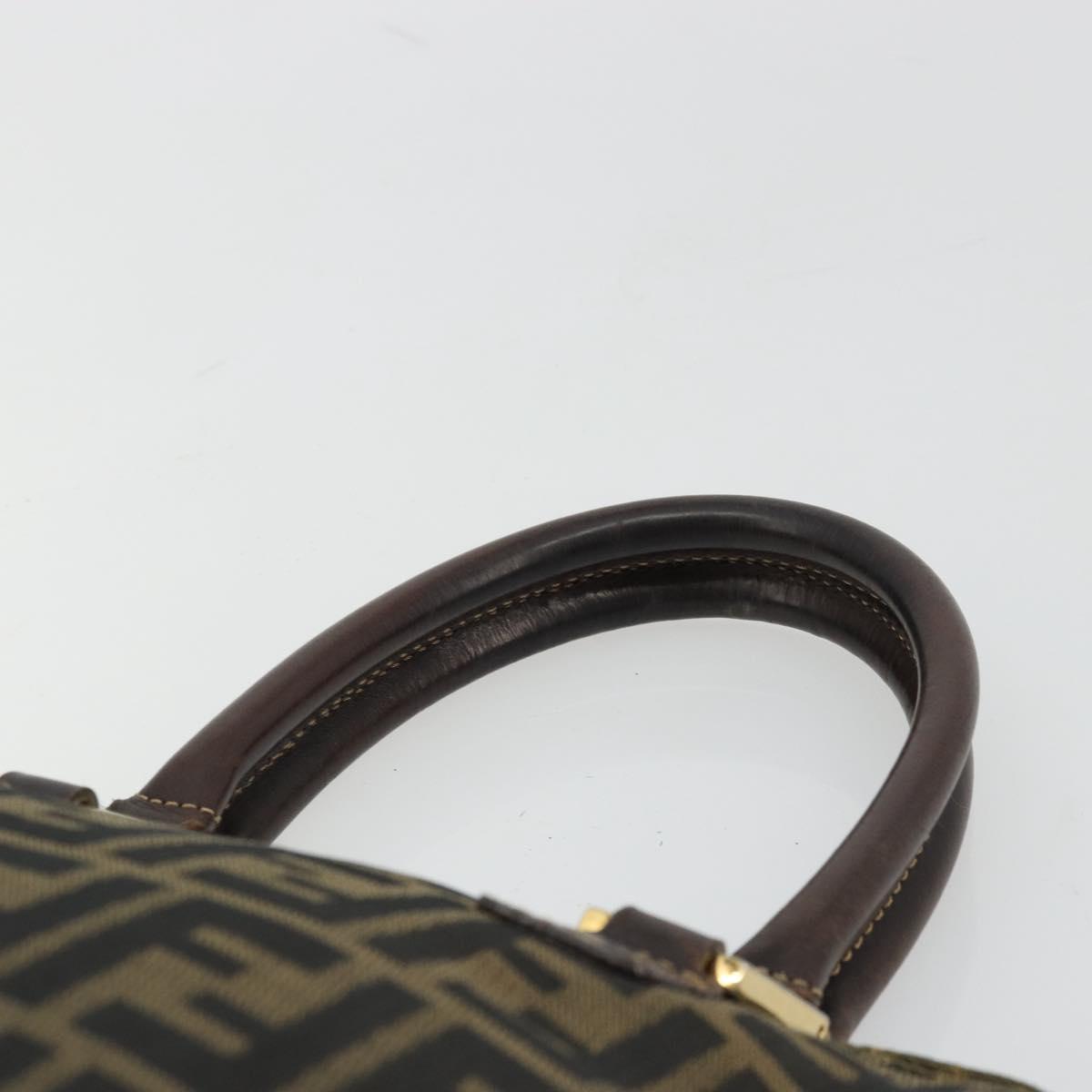 FENDI Zucca Canvas Hand Bag Black Brown Auth bs34607