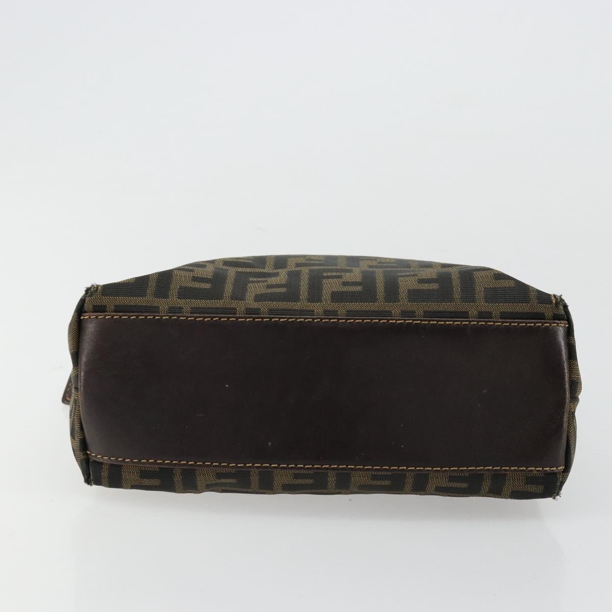 FENDI Zucca Canvas Hand Bag Black Brown Auth bs34607