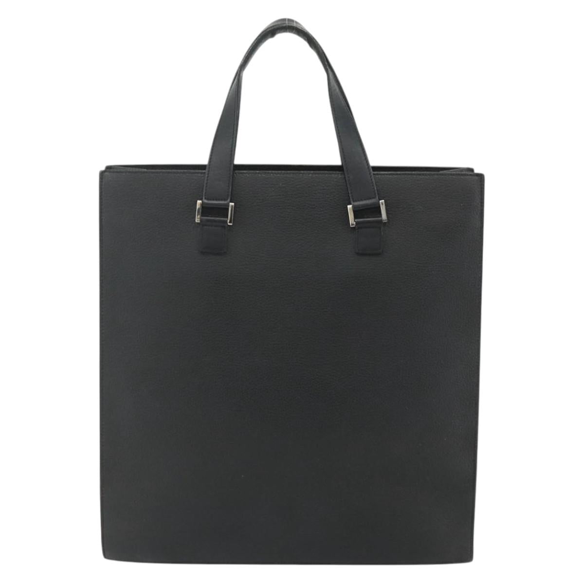 CARTIER Tote Bag Leather Black Gold Auth bs34621
