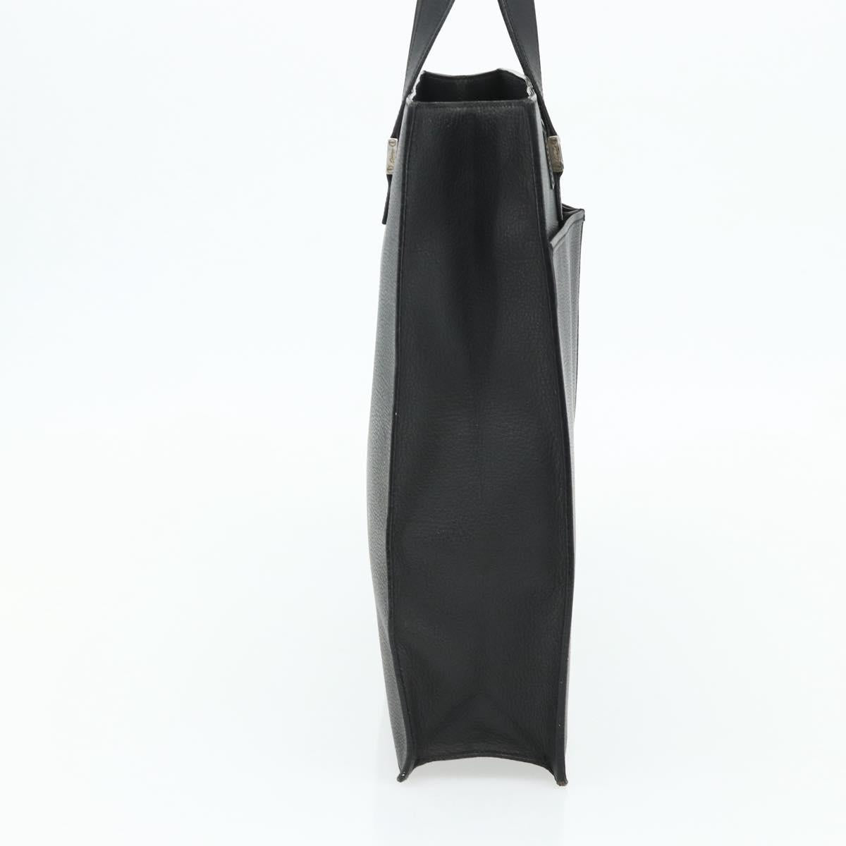 CARTIER Tote Bag Leather Black Gold Auth bs34621