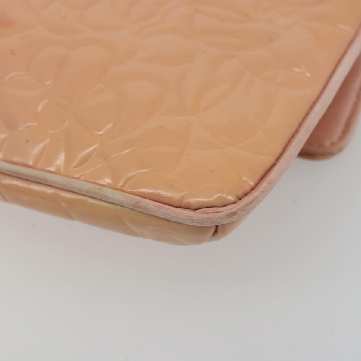 CHANEL Chain Shoulder Bag Patent Leather Pink Silver CC Auth bs34632A