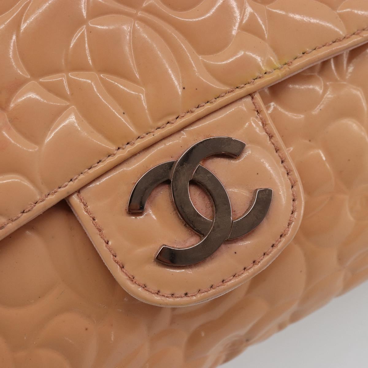 CHANEL Chain Shoulder Bag Patent Leather Pink Silver CC Auth bs34632A