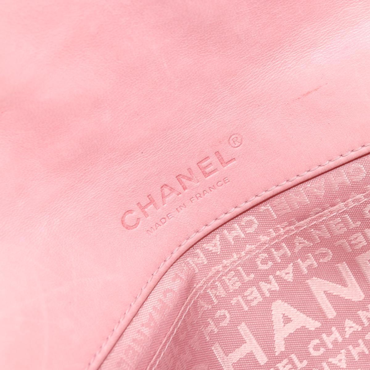 CHANEL Chain Shoulder Bag Patent Leather Pink Silver CC Auth bs34632A