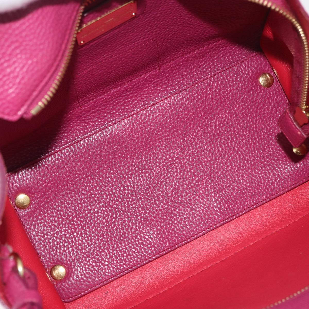 Salvatore Ferragamo Gancini Hand Bag Leather 2way Purple Gold Auth bs34636