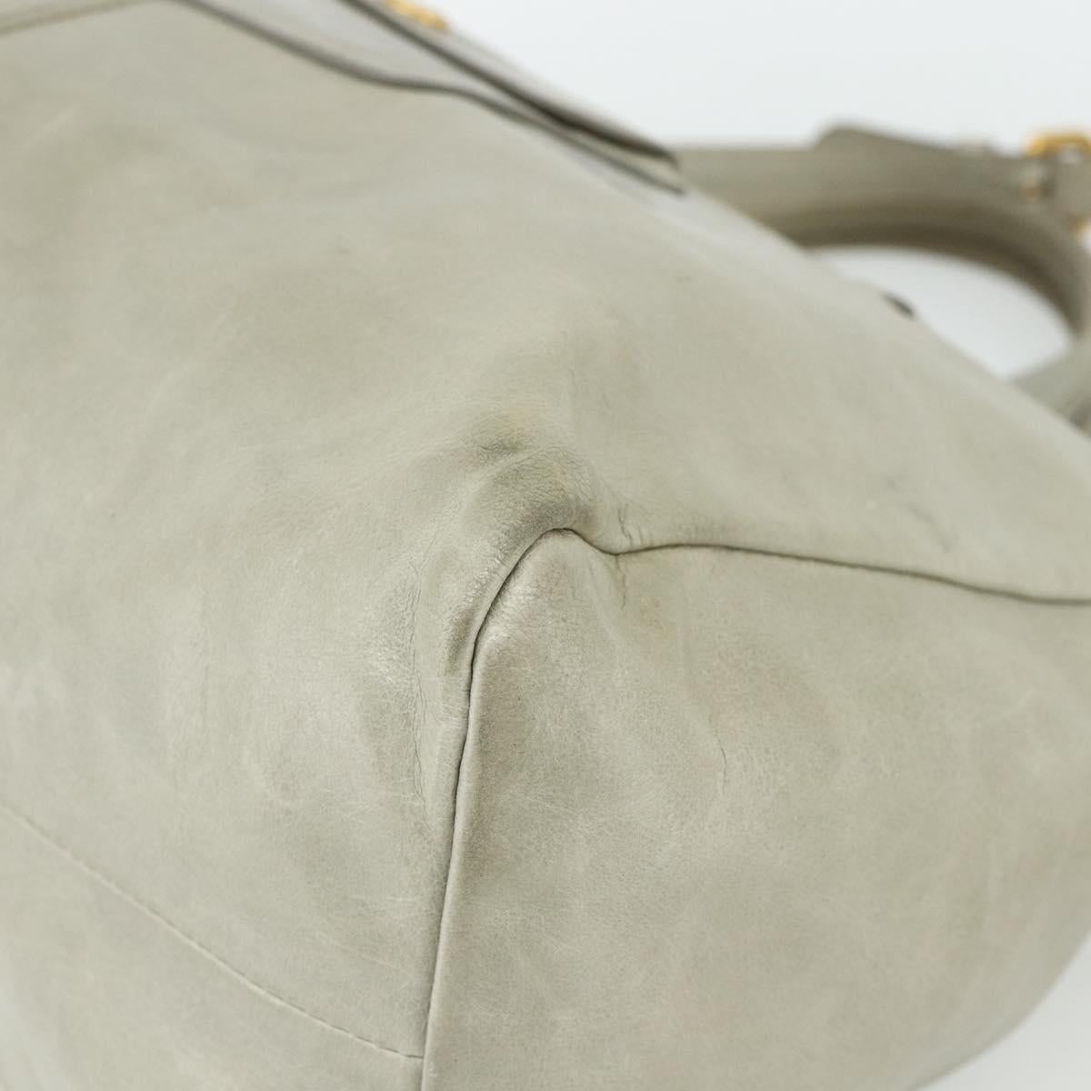 PRADA Hand Bag Leather 2way Gray Gold Auth bs34637