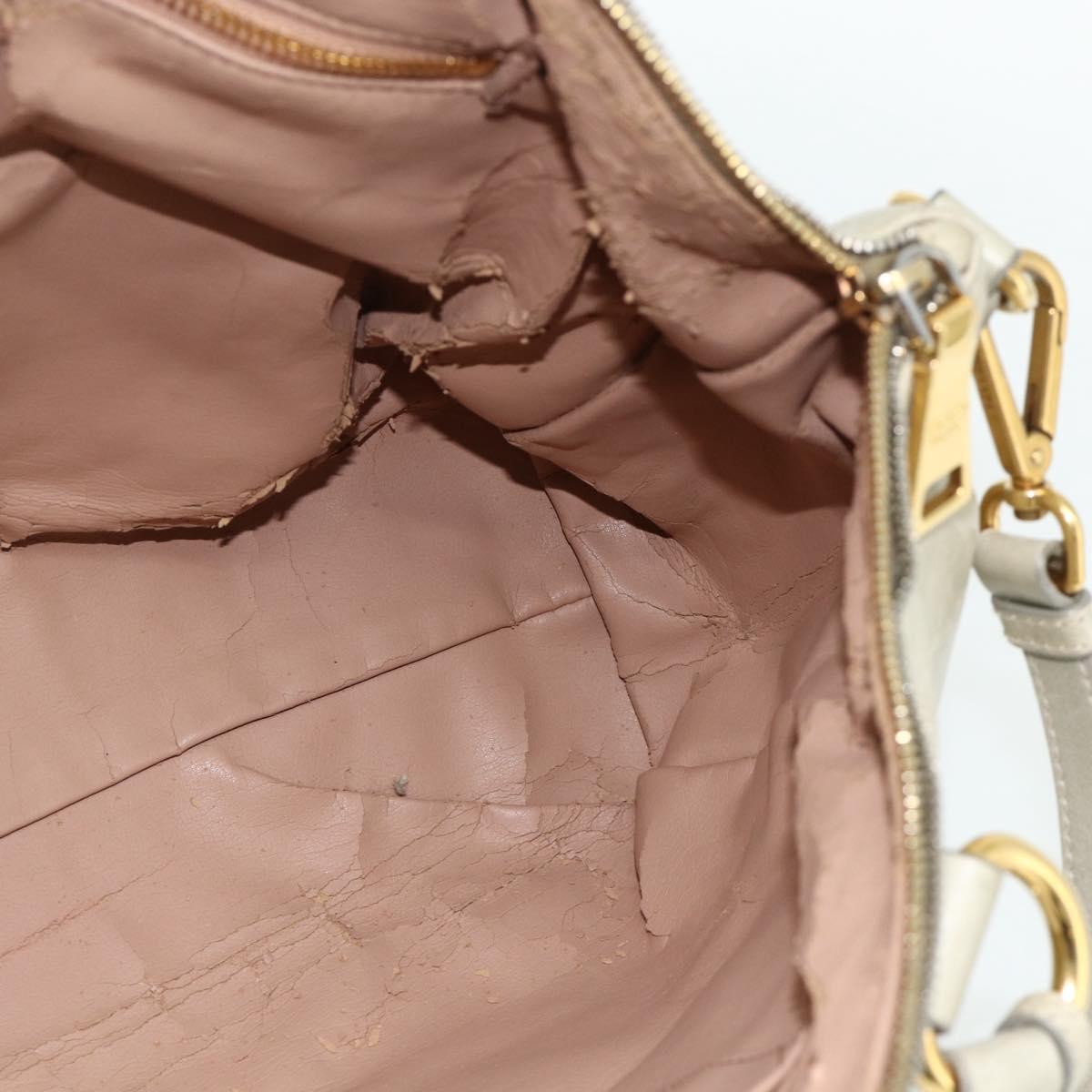 PRADA Hand Bag Leather 2way Gray Gold Auth bs34637