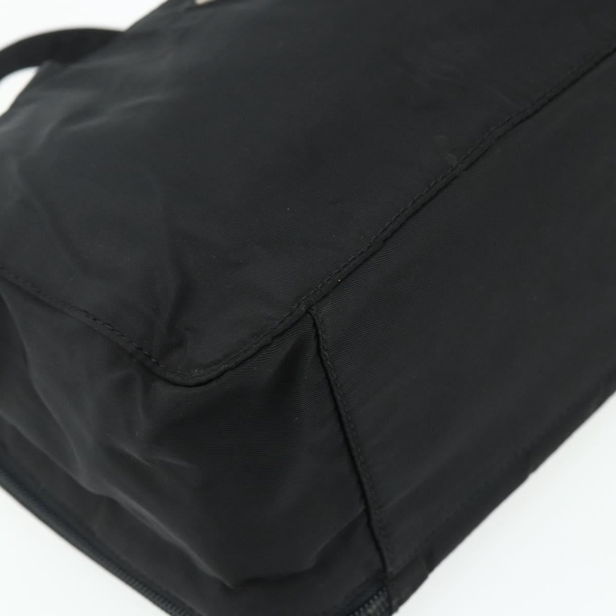 PRADA Hand Bag Nylon Black Silver Auth bs34638