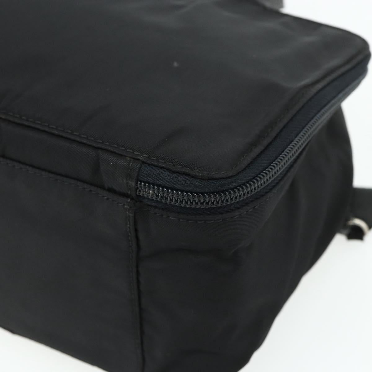 PRADA Hand Bag Nylon Black Silver Auth bs34638