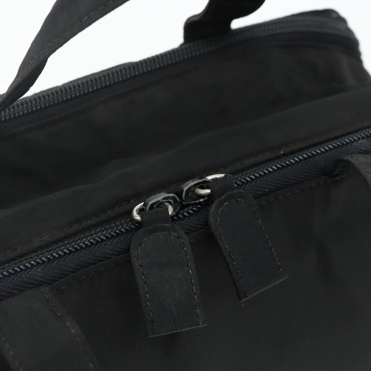 PRADA Hand Bag Nylon Black Silver Auth bs34638