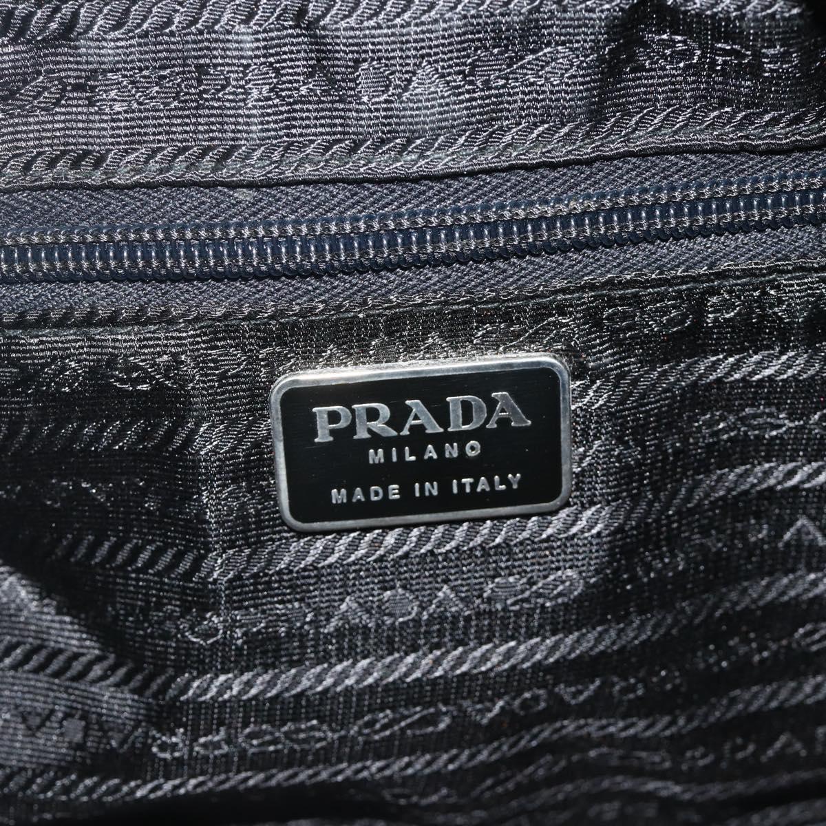 PRADA Hand Bag Nylon Black Silver Auth bs34638