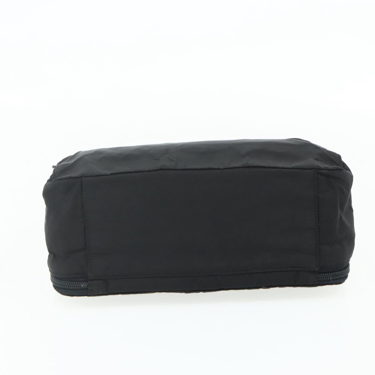 PRADA Hand Bag Nylon Black Silver Auth bs34638