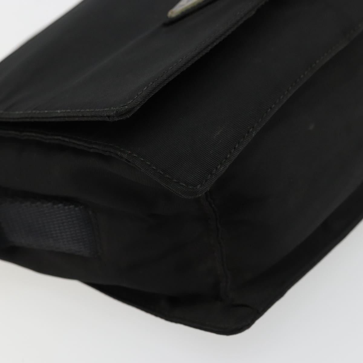 PRADA Shoulder Bag Nylon Black Silver Auth bs34639
