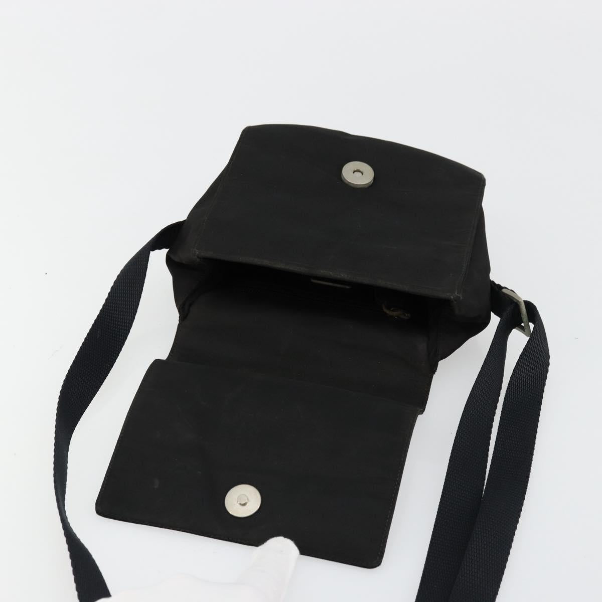 PRADA Shoulder Bag Nylon Black Silver Auth bs34639