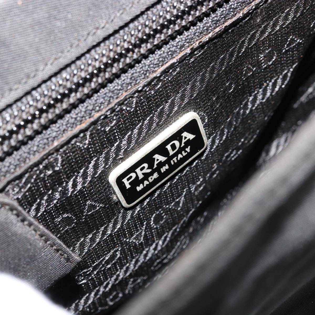 PRADA Shoulder Bag Nylon Black Silver Auth bs34639