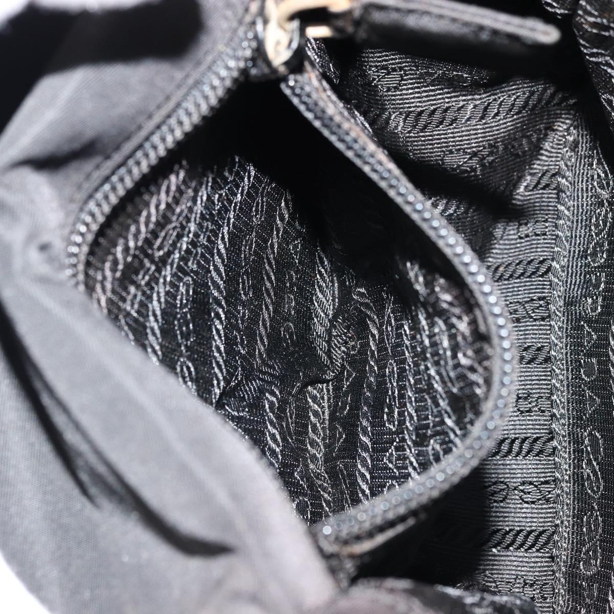 PRADA Shoulder Bag Nylon Black Silver Auth bs34639