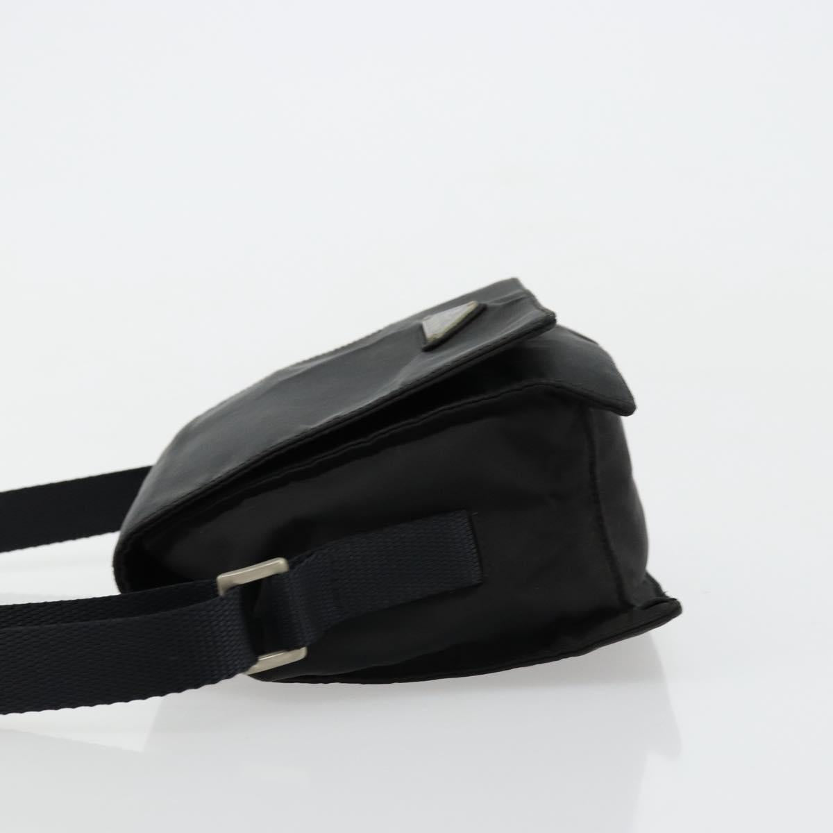 PRADA Shoulder Bag Nylon Black Silver Auth bs34639