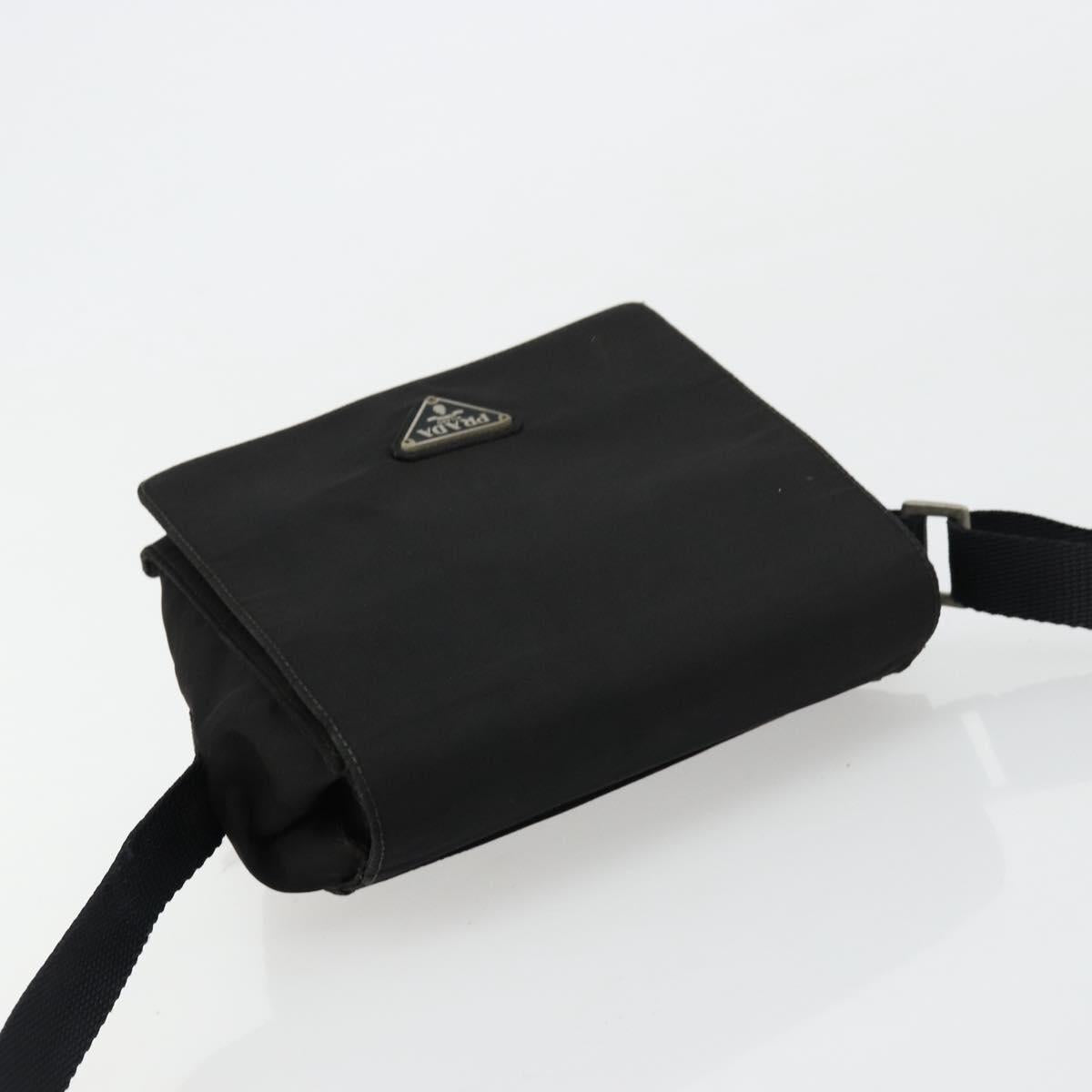 PRADA Shoulder Bag Nylon Black Silver Auth bs34639