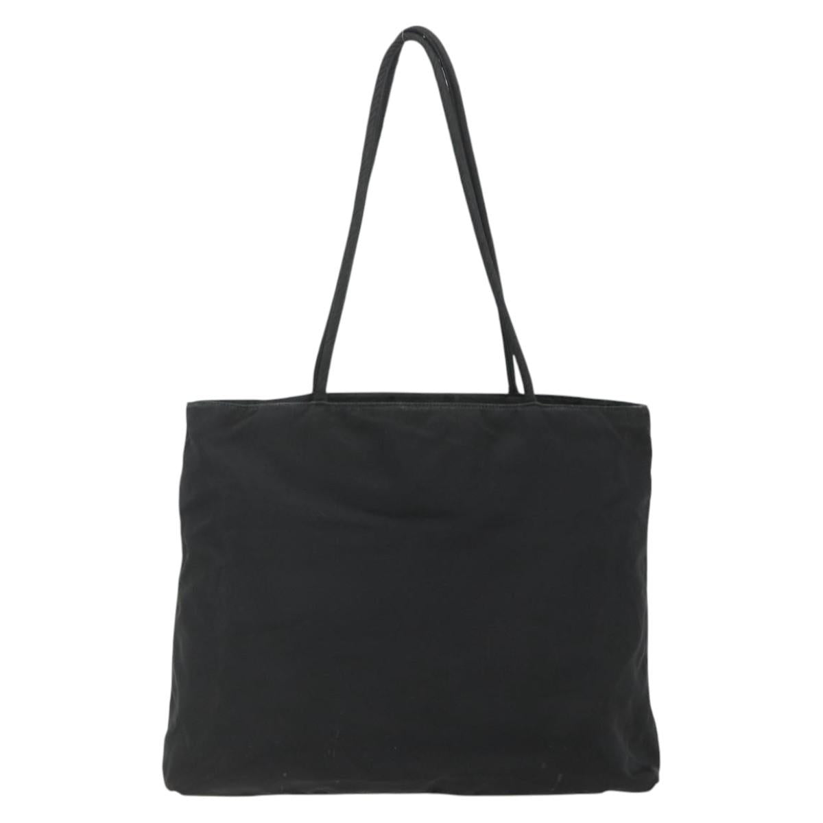 PRADA Tote Bag Nylon Black Silver Auth bs34641