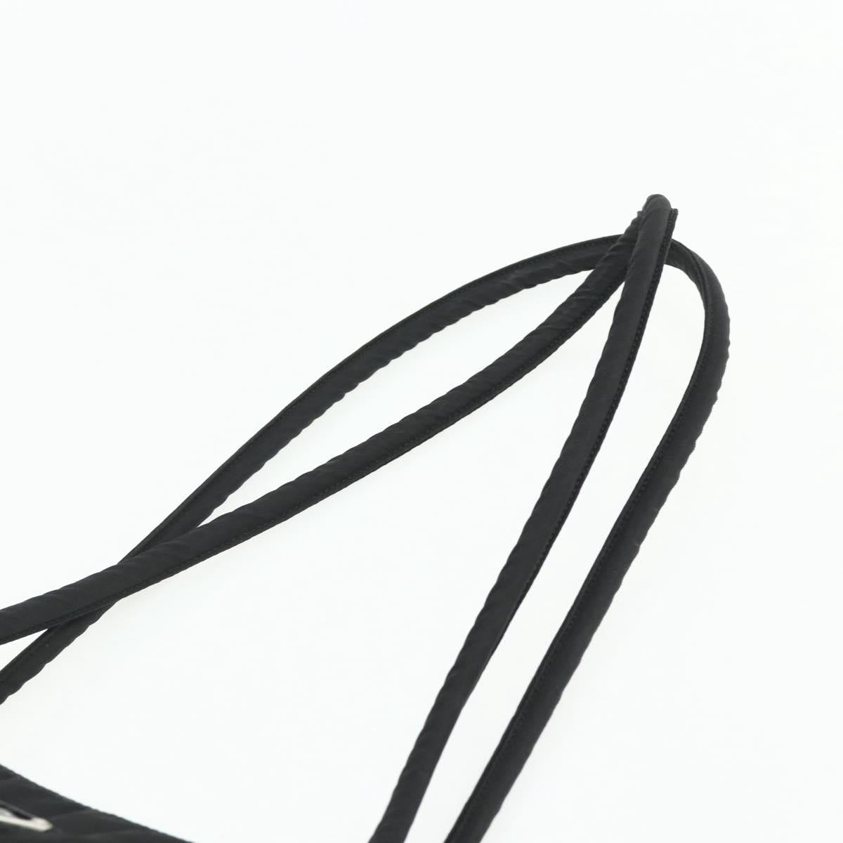 PRADA Tote Bag Nylon Black Silver Auth bs34641