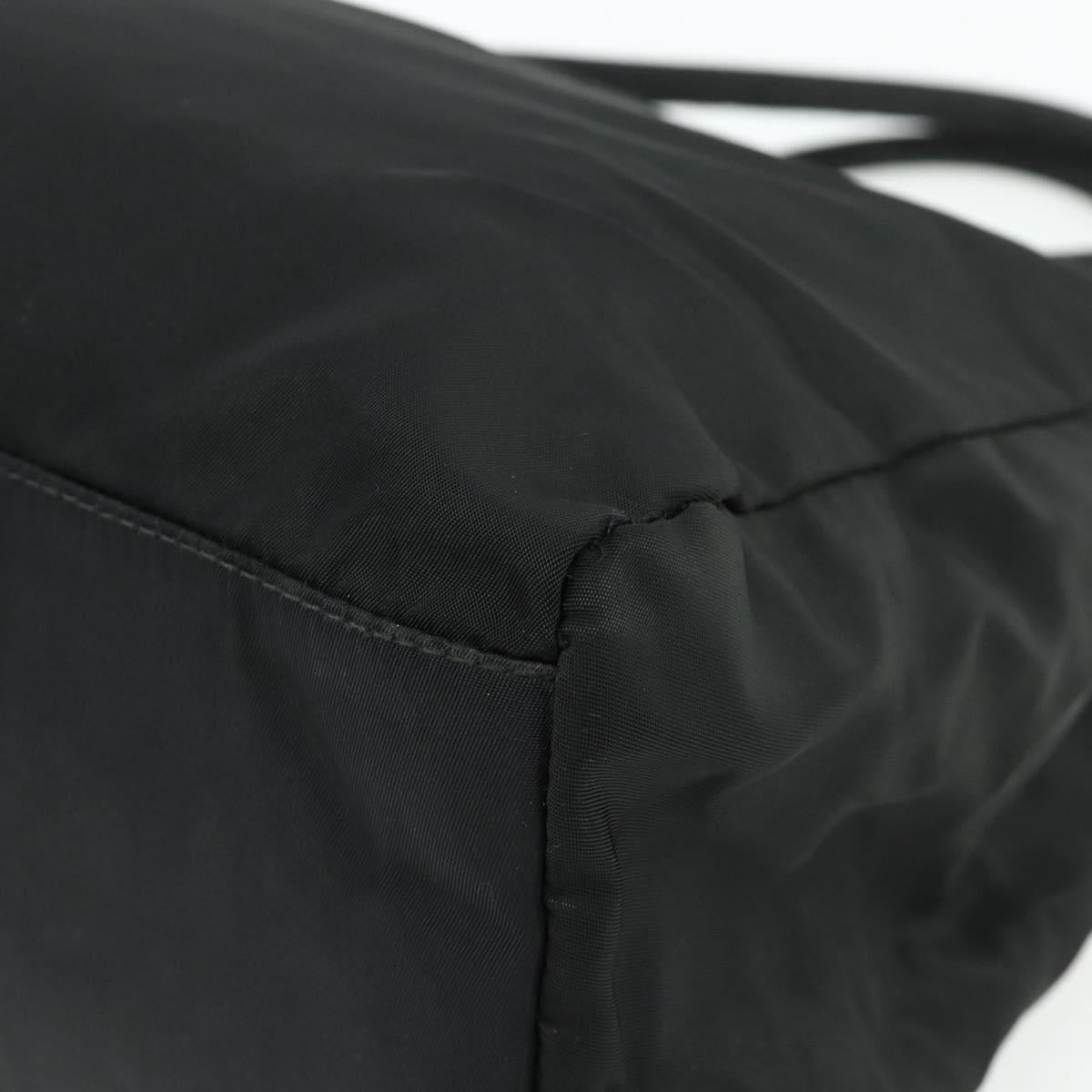 PRADA Hand Bag Nylon Black Silver Auth bs34642
